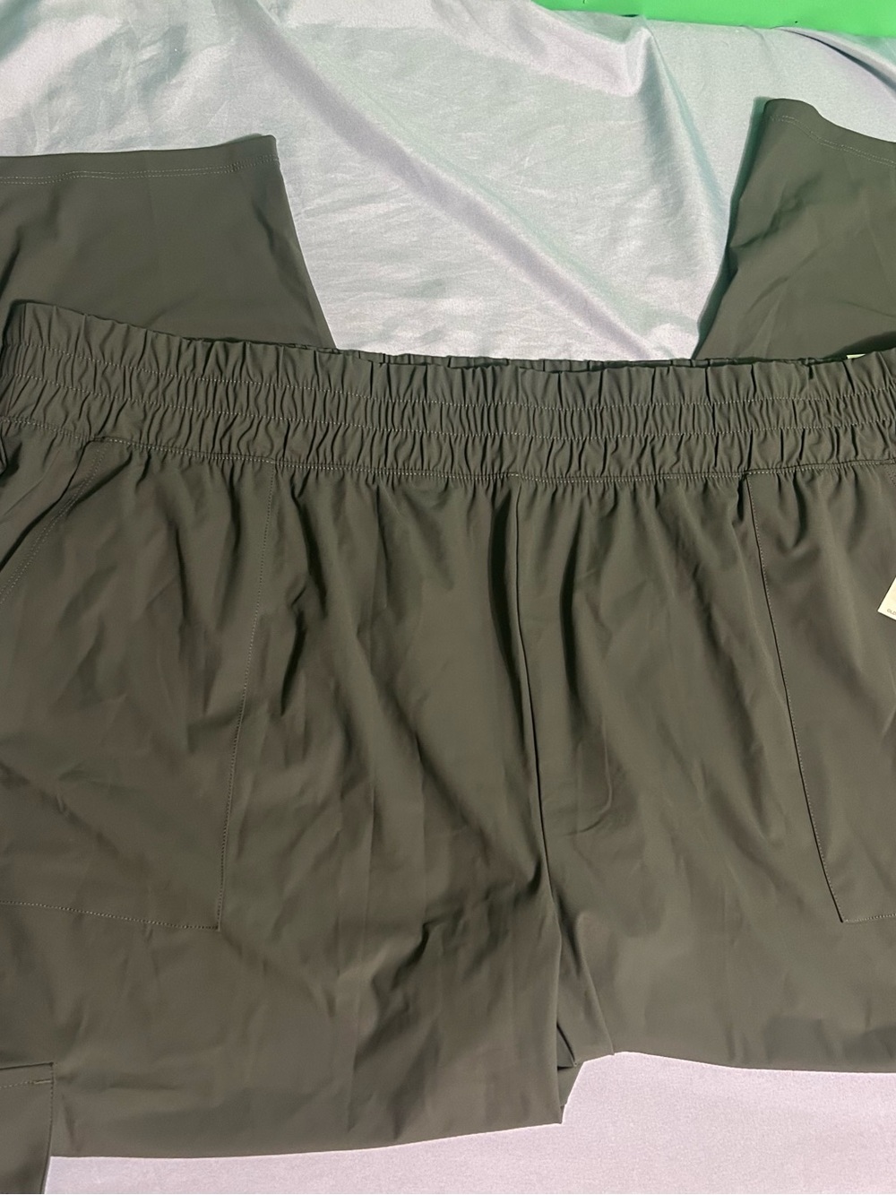 Olive Green Elastic Waist pants old navy brand tapered high waist size 3x NWT